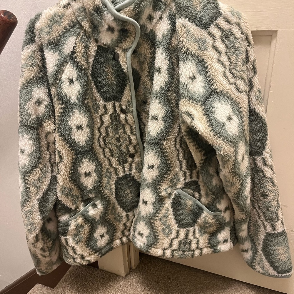 Lucky Brand New Without Tags Geometric Sherpa Snap Up Jacket
